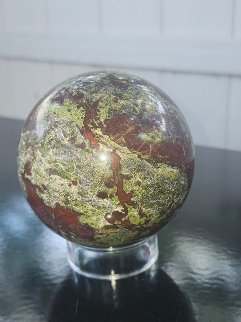 Dragon bloodstone sphere! 80mm, 3.1 inches, 1.12 pounds