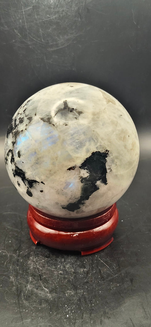 Rainbow moonstone sphere! 74mm, 2.9 inchs, 1.4 pounds