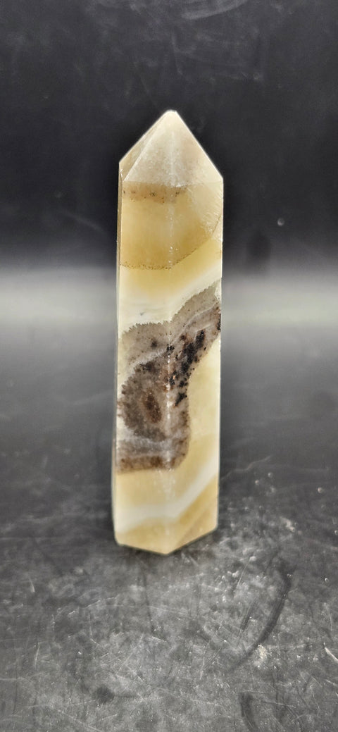 Striped yellow calcite tower! 2 ounces, 3.25 inches