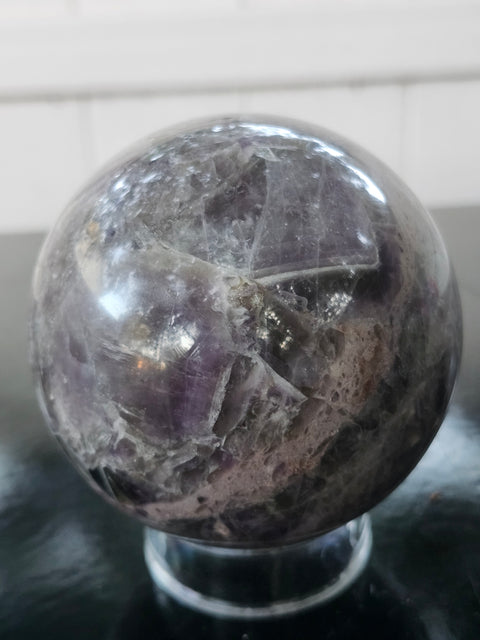 Chevron amethyst sphere! 76mm, 3 inches, 1.6 pounds