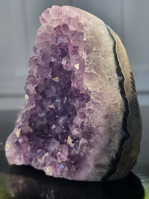 Amethyst cut base free form! 13.6 ounces, 3.2 inches tall, 2.7 wide