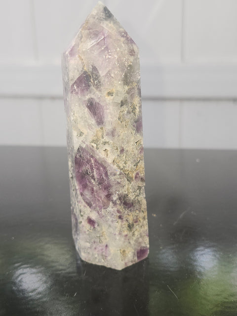 Opalized fluorite tower with pyrite spots!! 7.5 ounces, 4.3 inches