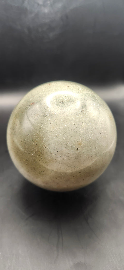 Green aventurine silver flash sphere! 76.4mm, 3 inches, 1.6 pounds