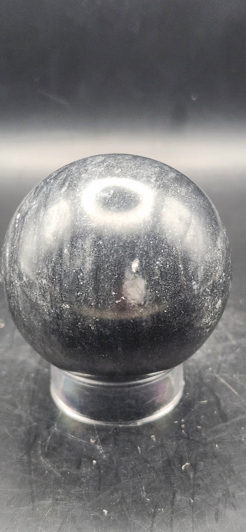 Black phantom quartz sphere! 51.2mm, 2 inches, 6.9 ounces