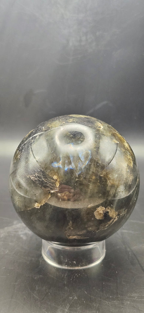Labradorite sphere. 62mm, 2.44 inches, 12.2 ounces