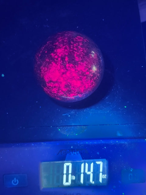 14 ounce ruby in kyanite sphere!! Uv reactive, 60mm mm, 2.36 inches