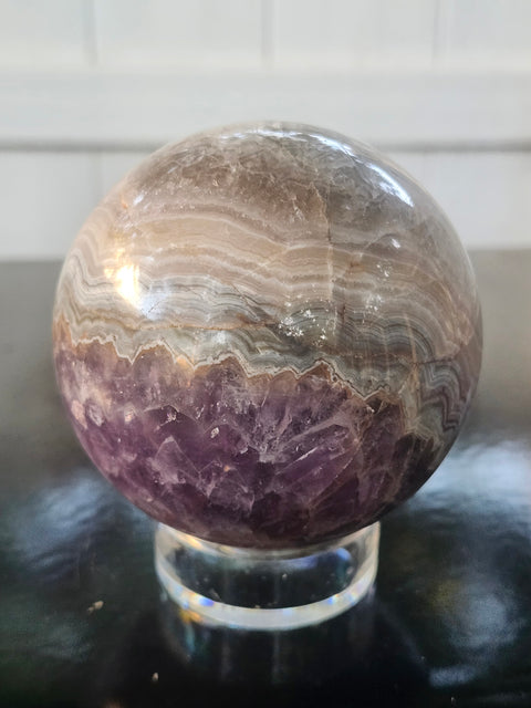 Amethyst lace agate sphere! 76mm, 3 inches, 1.6 pounds