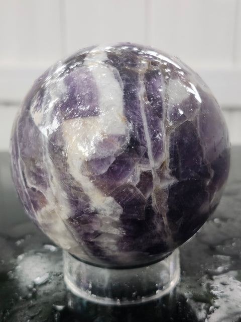 Chevron amethyst sphere! 3.05 inches, 1.7 pounds
