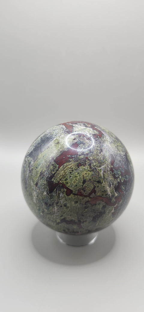 Dragon bloodstone sphere! 75mm, 2.95 inches, 1.8 pounds
