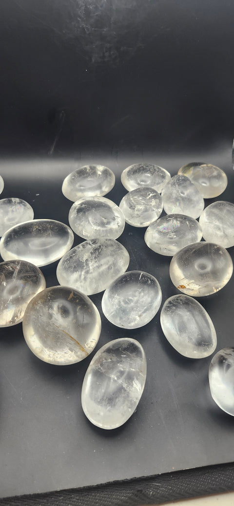 Clear quartz palm stones set of 2, 1 to 2 ounces!