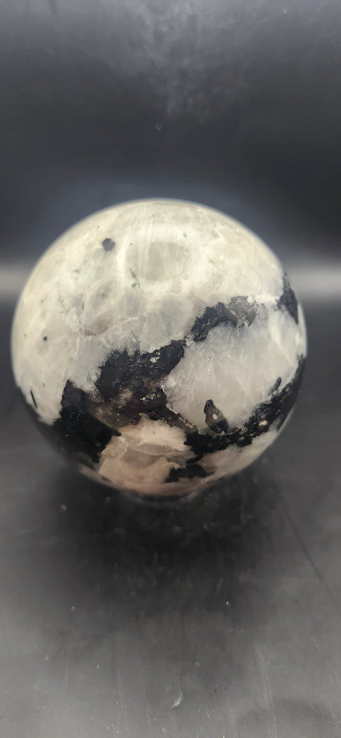Rainbow moonstone sphere! 81.9mm, 3.22 inches, 1.11 pounds