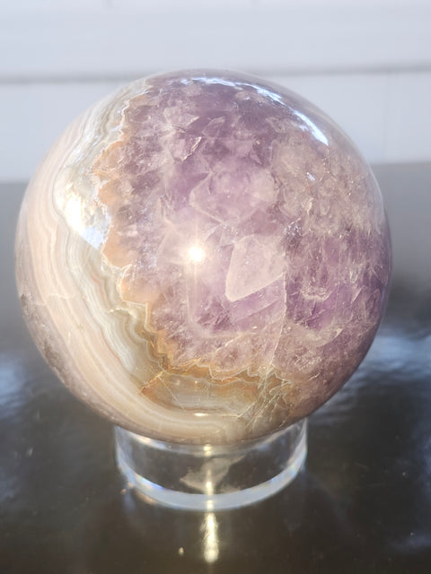 Amethyst lace agate sphere! 76mm, 3 inches, 1.6 pounds