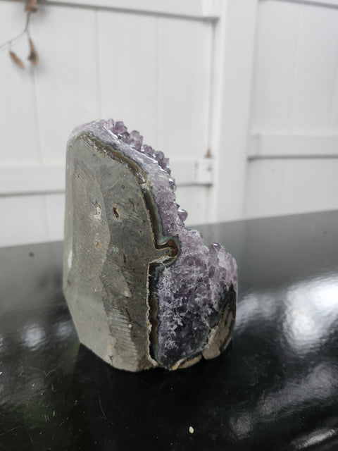 Amethyst cut base free form! 2.4 pounds, 4.5 inches tall, 3.3 inches wide