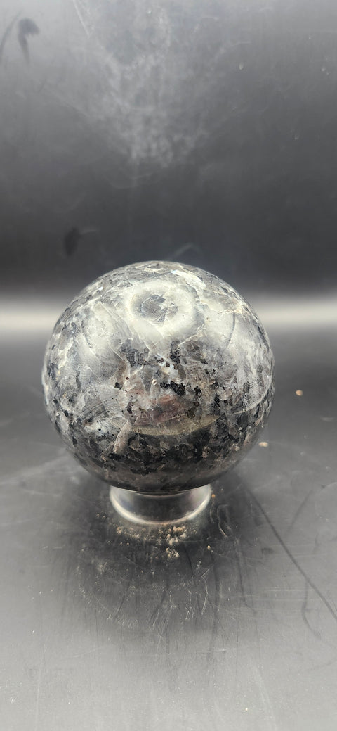 Larvikite sphere. 65.9mm, 2.59 inches, 14.5 ounces!