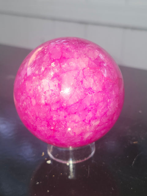 Pink crackle quartz! 14.7 ounces, 66mm, 2.6 inches