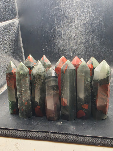 African bloodstone tower! 3.1 to 3.4 inches tall!