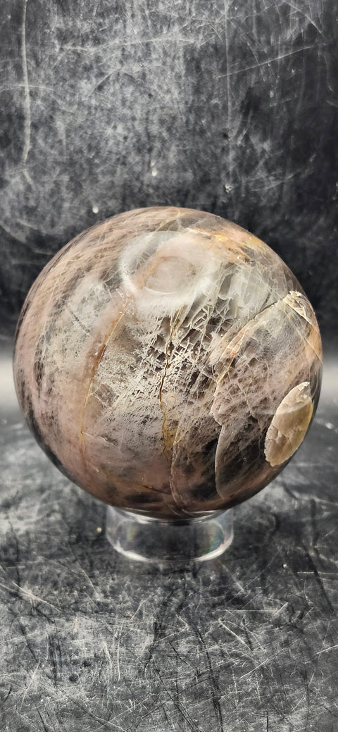 Black moonstone sphere! 73mm, 2.8 inches, 1.2 pounds