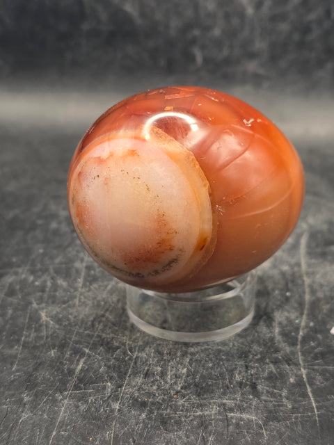Carnelian agate egg! 6 ounces, 2.3 inches tall, 1.8 inches wide