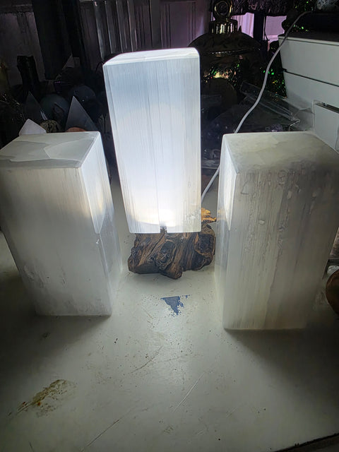 Rectangle polished selenite lamp! 3 pounds, 5.7" tall with led light!