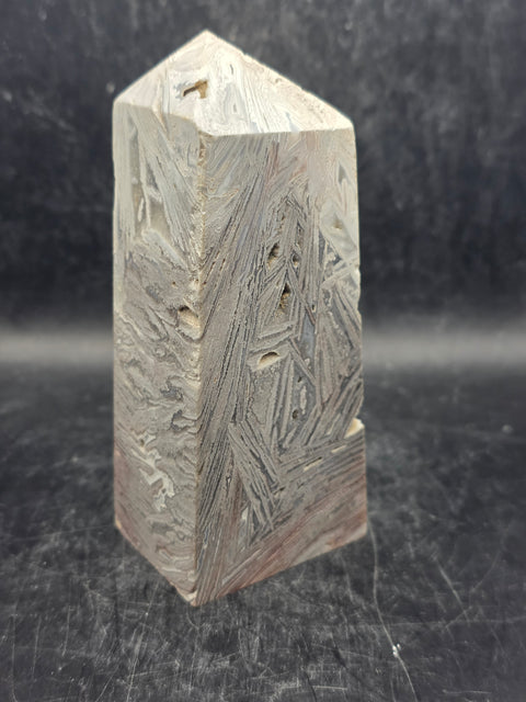 Large white lace agate tower! 13.6 ounces, 4.4 inches tall, 1.8 wide