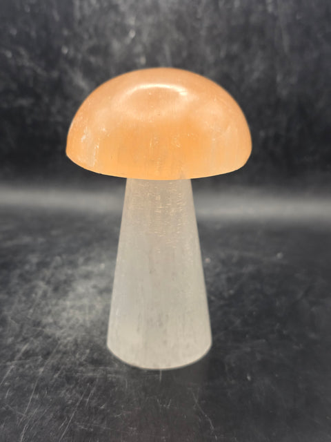 Large Peach top selenite mushroom! 3.9 inches tall