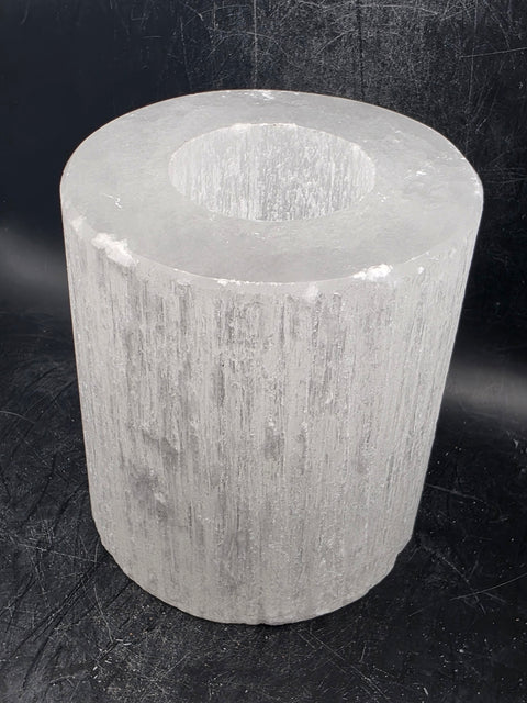 Selenite candle holder! 2.6 pounds, 3.9 inches tall, 3.3" wide