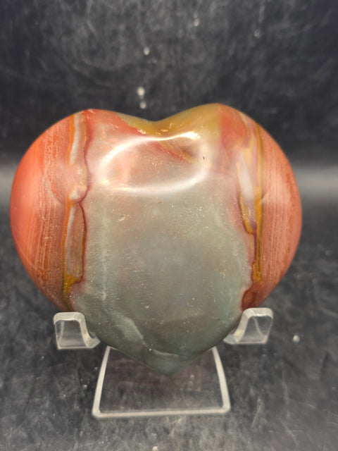 Polychrome jasper heart! 10 ounces, 3.2 inches wide, 3" tall