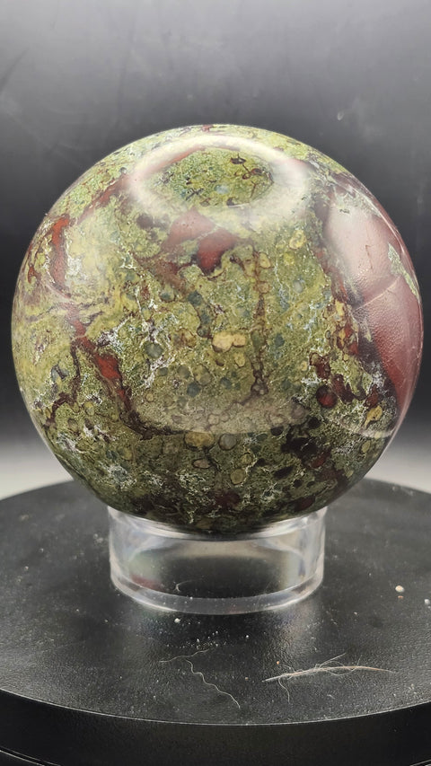 Dragon bloodstone sphere 80mm, 3.15 inches 1.11 pounds