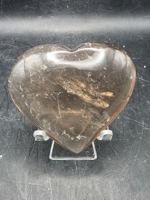 Smoky quartz heart!! 4 to 5 ounces, 2.5 to 3 inches!!