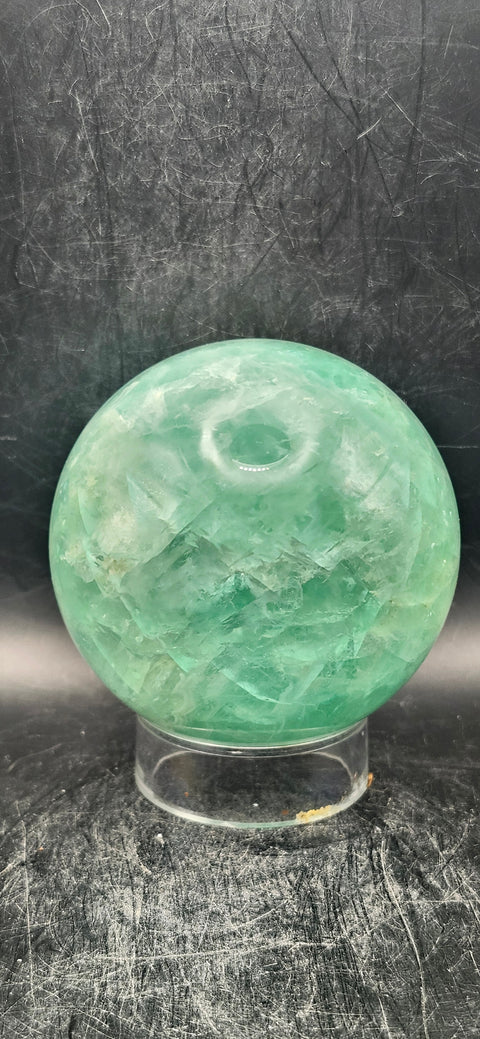 Green florite sphere! 75mm, 2.9 inches, 1.9 pounds!