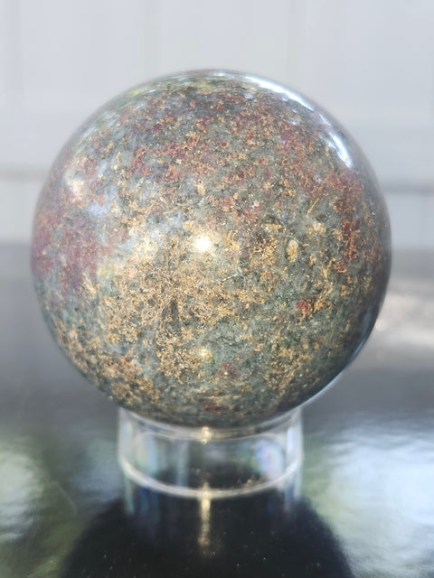 Ruby in kyanite sphere! 13.1 ounces, 58mm, 2.29 inches uv reactive