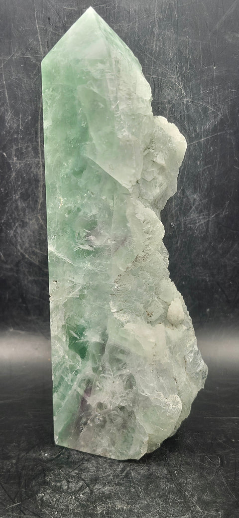 Druzy florite free form tower! 1.4 pounds, 6.5 inches tall, 1.9" wide