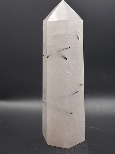 Large Tourmilated quartz tower! 1.11 pounds, 7 inches tall