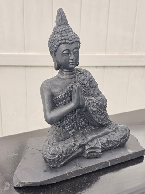 XL shungite praying Buddha figurine! 5.14 pounds, 11 inches tall