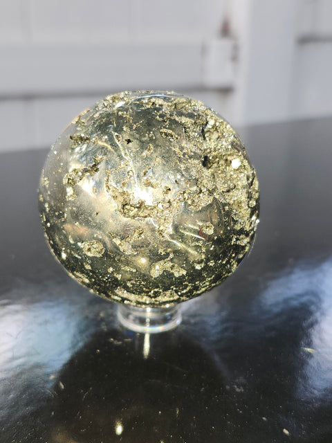 Pyrite sphere! 52.9mm, 2.08 inches, 11.1 ounces