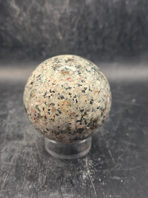 Flame stone sphere "yooperlite" 55mm, 2.1 inches, 7.7 ounces