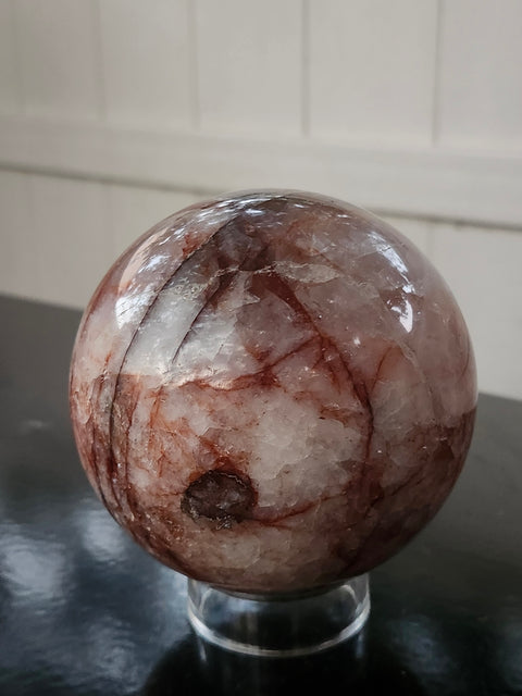 Fire quartz sphere! 2.6 pounds, 90mm, 3.56 inches