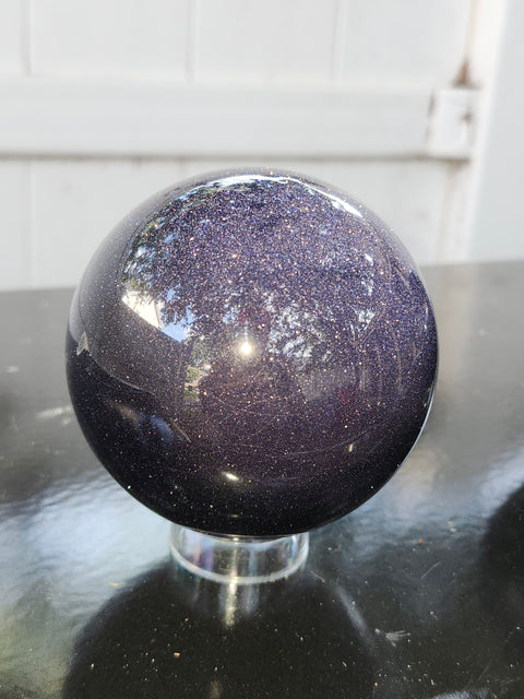 Blue golden sandstone sphere! 1.7 pounds, 78mm, 3 inches