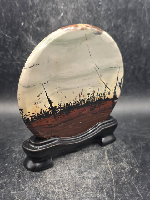 Natural picture jasper slab with stand! 5.1 ounces, 3.5 inches wide