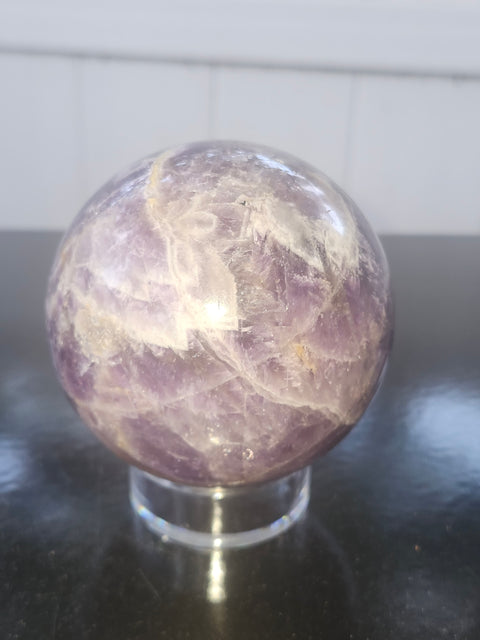 Dream amethyst sphere! 77.5mm, 3.05 inches, 1.6 pounds