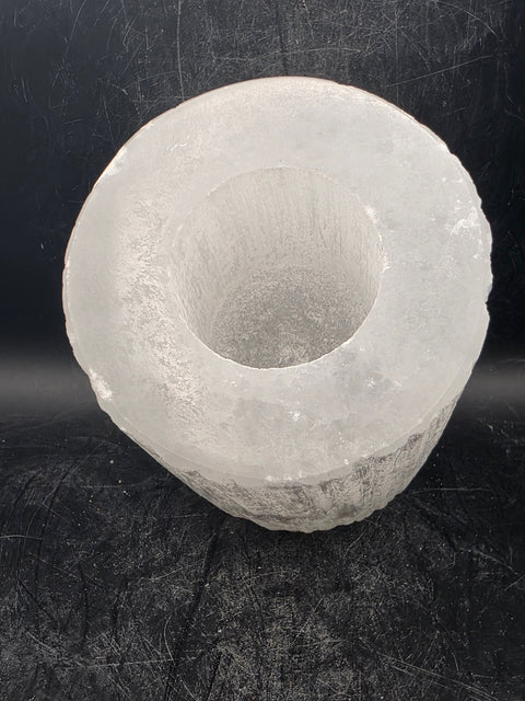Selenite candle holder! 2.6 pounds, 3.9 inches tall, 3.3" wide