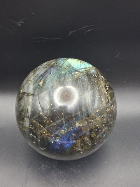 Jumbo labradorite sphere! 96mm, 3.7 inches  2.14 pounds