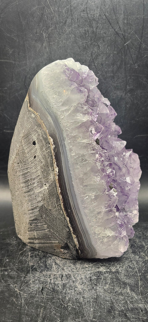 Amethyst cut base free form! 1.13 pounds, 4.5 inches tall, 3.3 wide