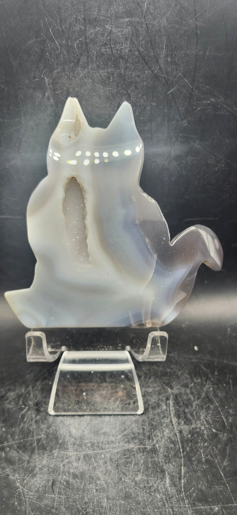 Druzy agate cat! 8 ounces, 4 inches tall, 4 inches wide