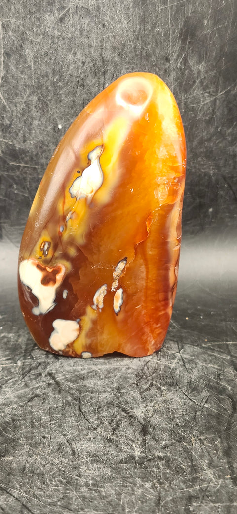 Carnelian agate free-form! 8 ounces, 3.5 inches tall, 2" wide