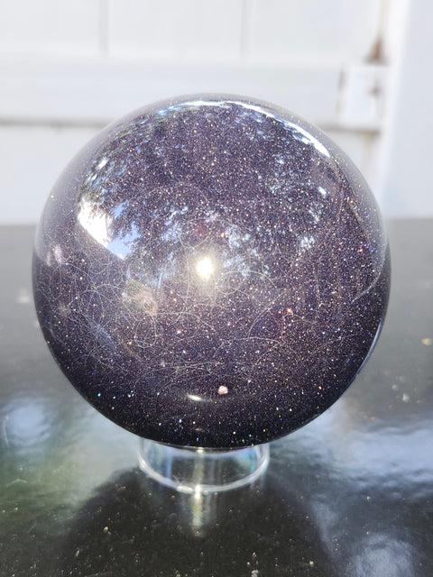 Blue golden sandstone sphere! 1.7 pounds, 78mm, 3 inches