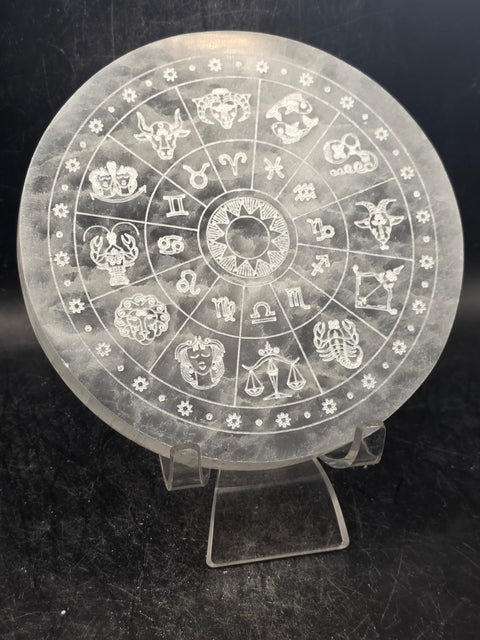 Zodiac selenite charging plate! 4.7 inches 12cm wide!!