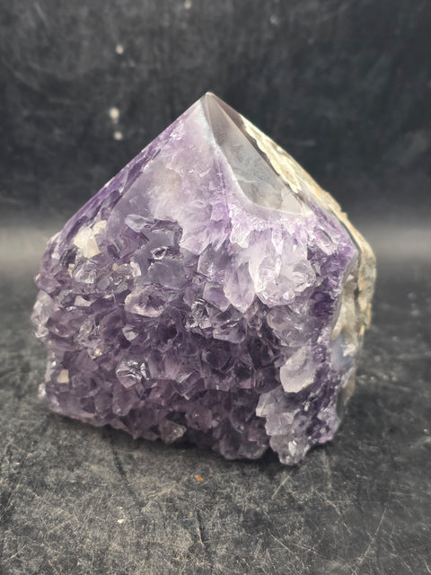 Druzy Amethyst polished top point! 10 ounces, 2.8 inches tall, 2.4 wide
