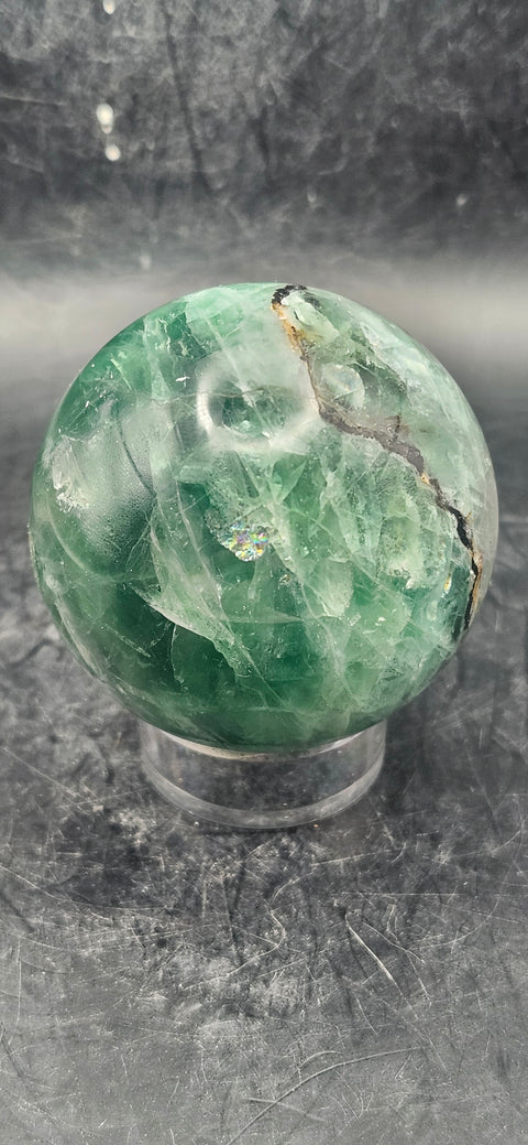 Florite sphere! 54.2mm, 2.1 inches, 9 ounces!