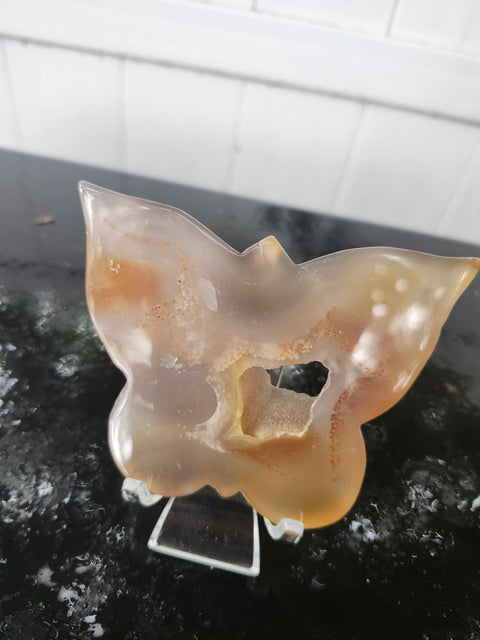 Druzy agate butterfly! 5 ounces,  4 inches wide, 3 inches tall